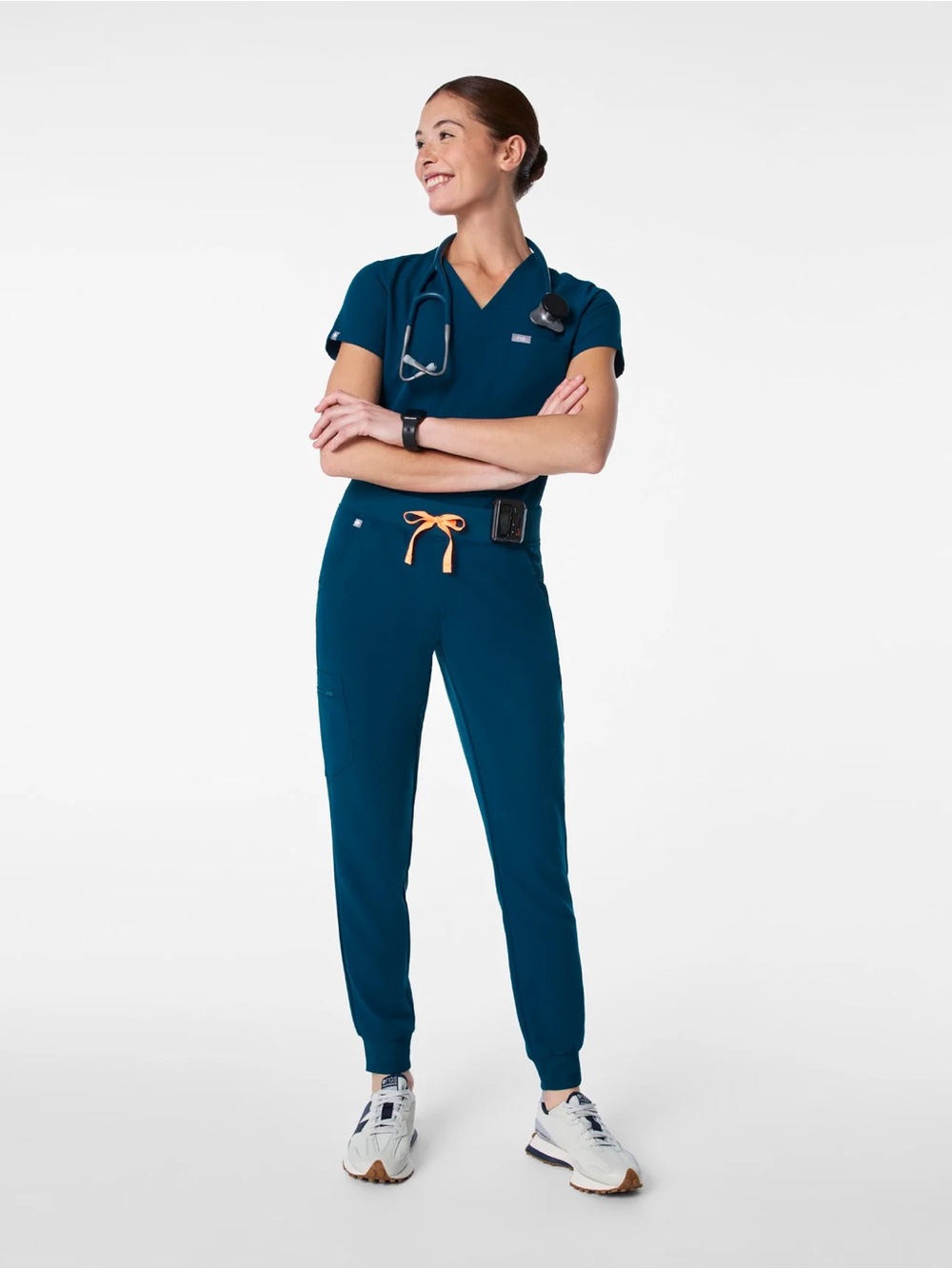 FIGS Zamora High Waisted Jogger Scrub Pants Deep Reef Size S
